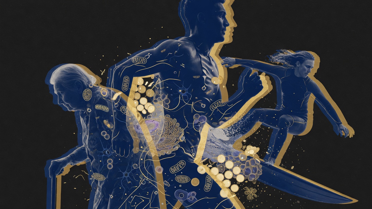 Abstract golden threads weaving across deep navy field, suggesting connected human journeys