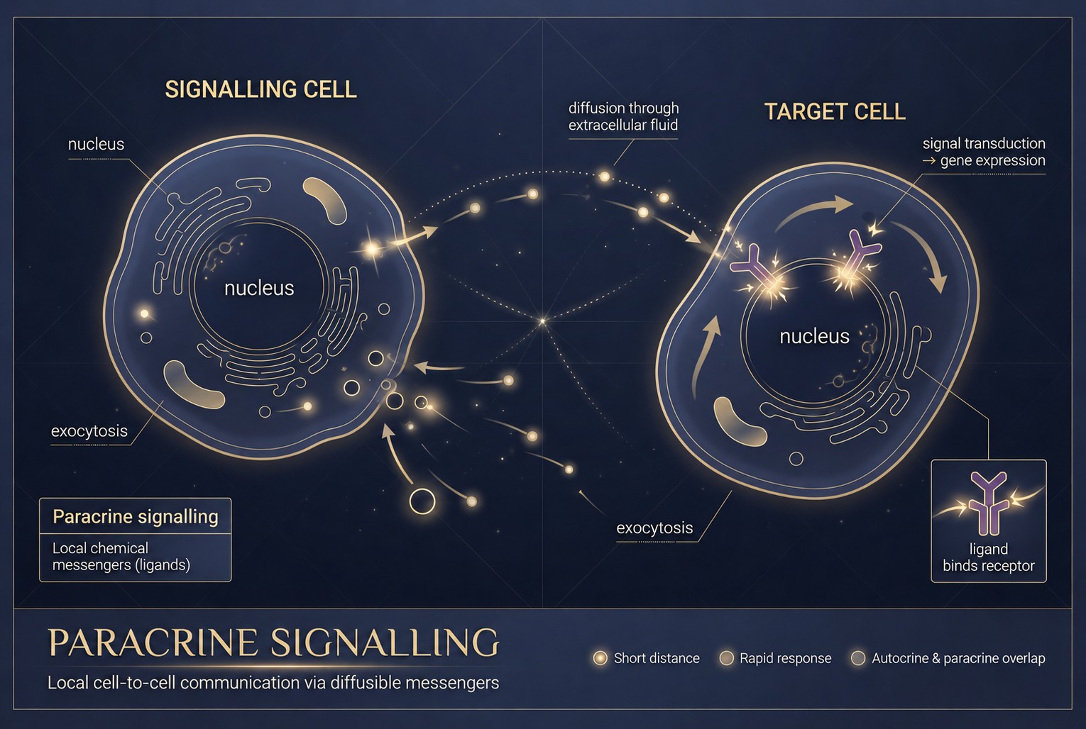 Illustration of cells communicating with chemical signals