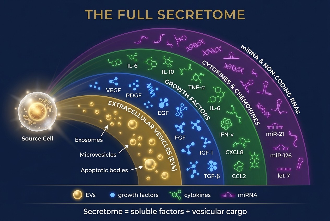 Infographic showing components of the whole secretome